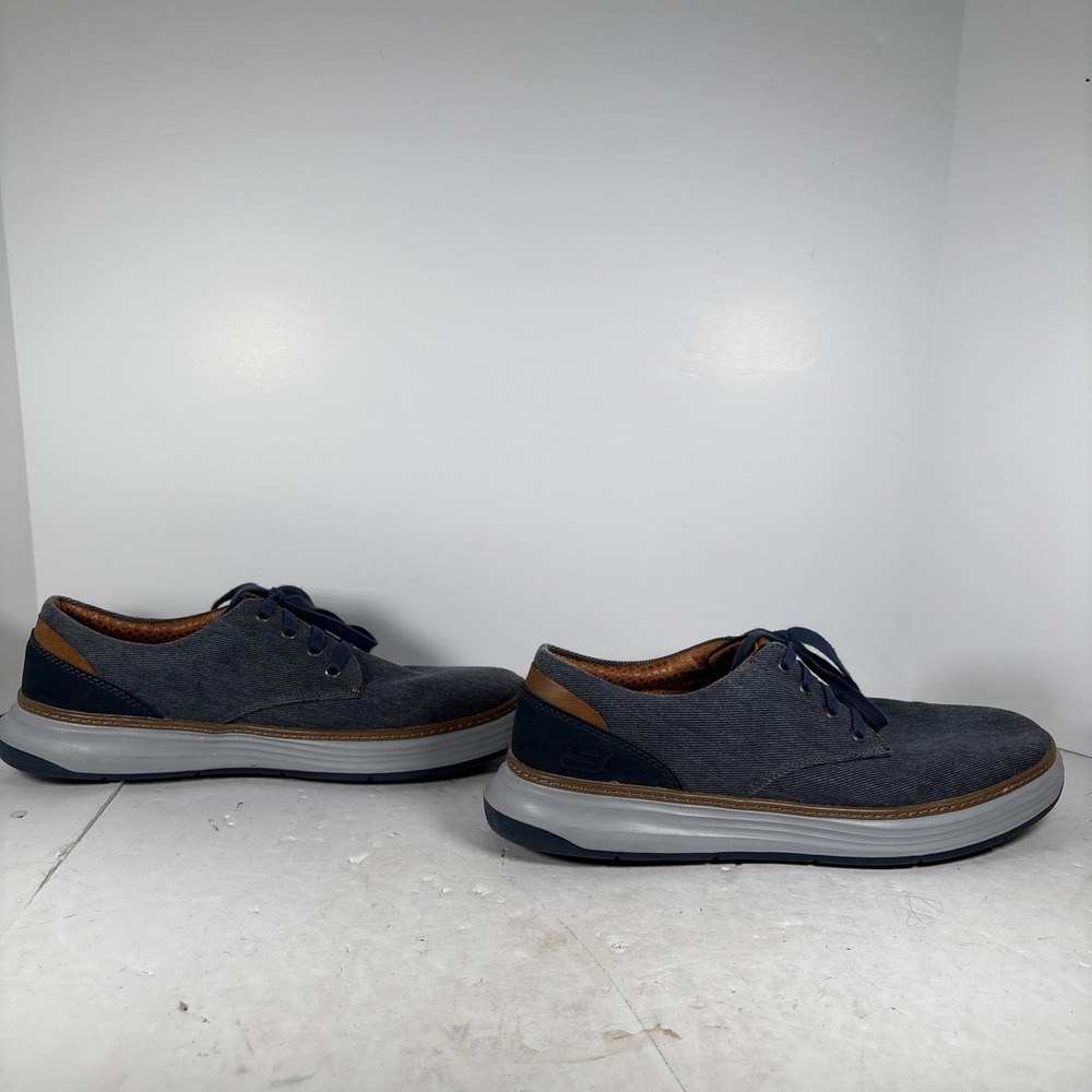 Size‎ 11 Skechers Moreno Ederson Navy Blue Lace Up Oxford Shoes 65981W - Picture 6 of 9